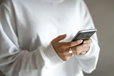 Resident completing a survey on a smartphone
